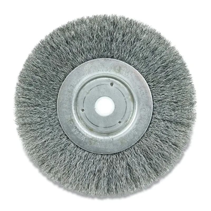 Narrow Face Crimped Wire Wheel, 4 in D, .014 in Steel, M14 x 2.0 Nut