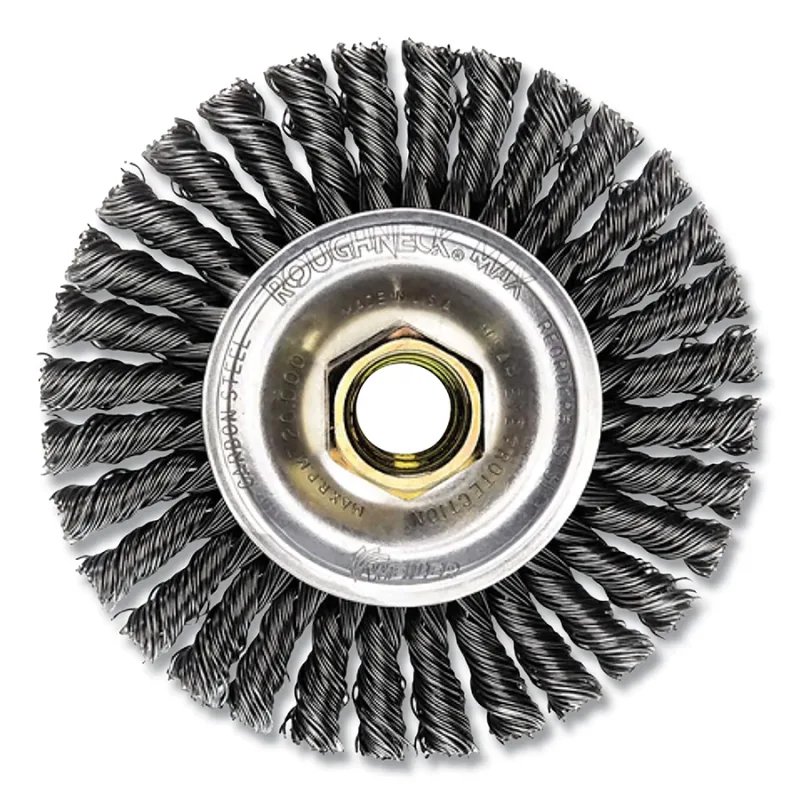 ROUGHNECK MAX 4 in Stringer Bead Wire Wheel, 0.020 in Steel Fill, 5/8 in-11 UNC Nut, Vending Ready