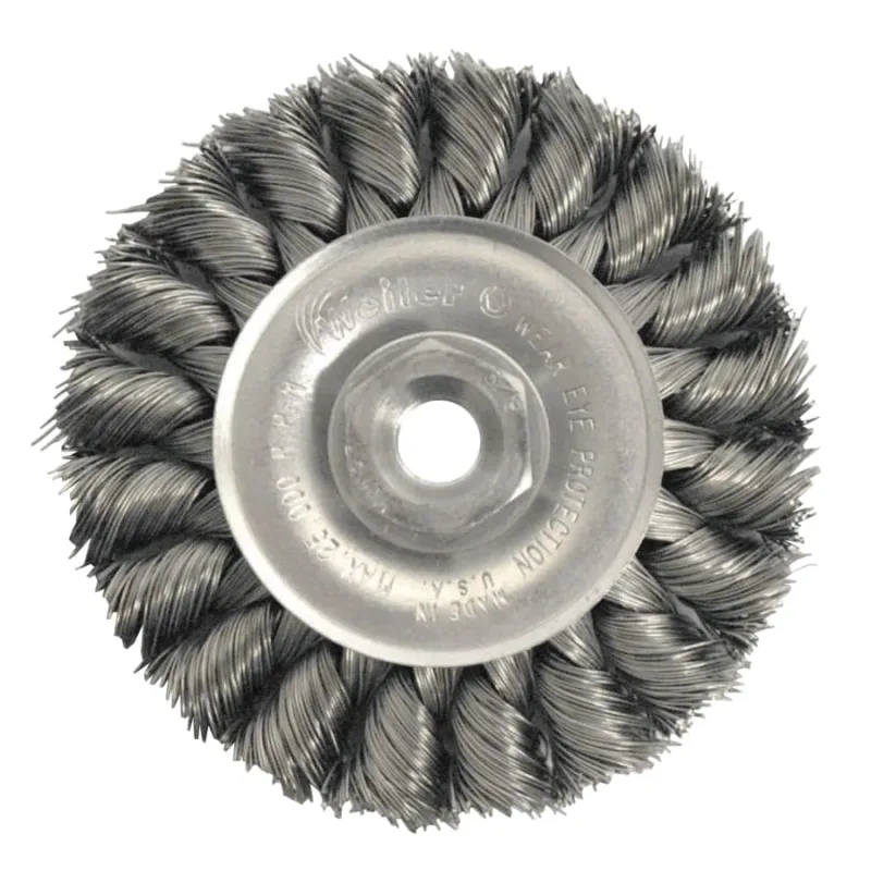 Standard Twist Knot Wire Wheel, 3 in D x 3/8 in W, .014 in Steel Wire, 3/8 Arbor