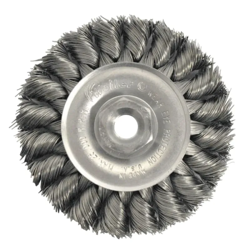 Standard Twist Knot Wire Wheel, 3 in D, .014 Stainless Steel, 3/8 in 24 UNF Nut