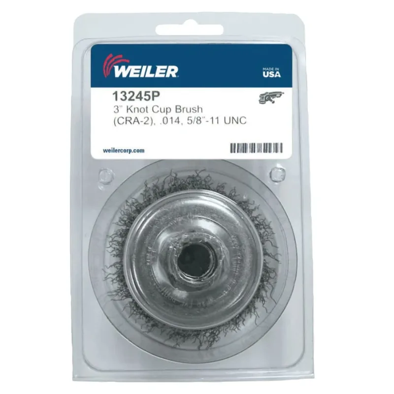 Crimped Wire Cup Brush, 3 in Dia., 5/8-11 UNC Arbor, Steel Wire