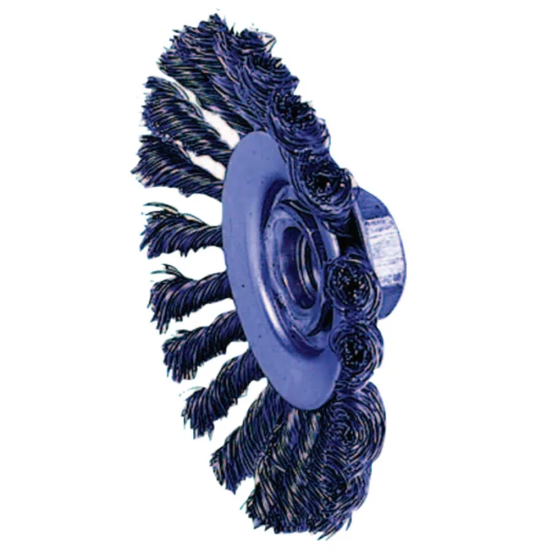Knot Wire Bevel Wheel, 4 in D x 3/8 in W, .014 in Steel Wire, 12,500 rpm