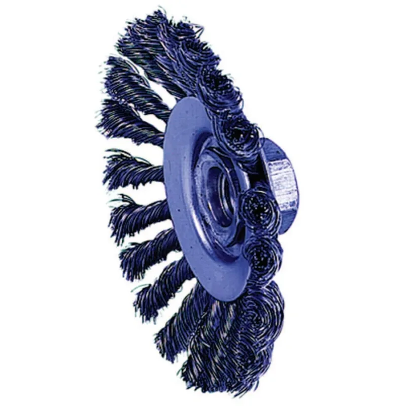 Knot Wire Bevel Wheel, 4-1/2 in dia x 3/8 in W Face, 0.020 in Steel Wire, 12500 RPM