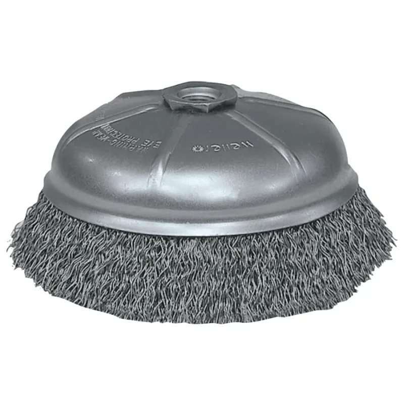 Crimped Wire Cup Brush, 6 in Dia., 5/8-11 UNC Arbor, .014 in Steel Wire