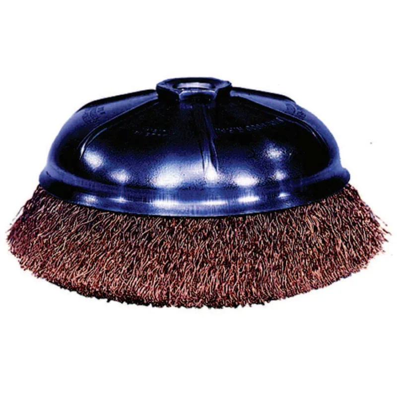 Crimped Wire Cup Brush, 6 in Dia., 5/8-11 UNC Arbor, Bronze Wire