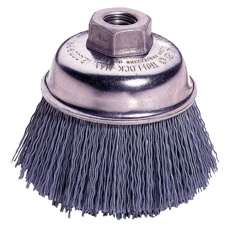 3-1/2 in Nylox Cup Brush, 0.035/180SC Crimped Fill, 5/8 in-11 UNC Nut