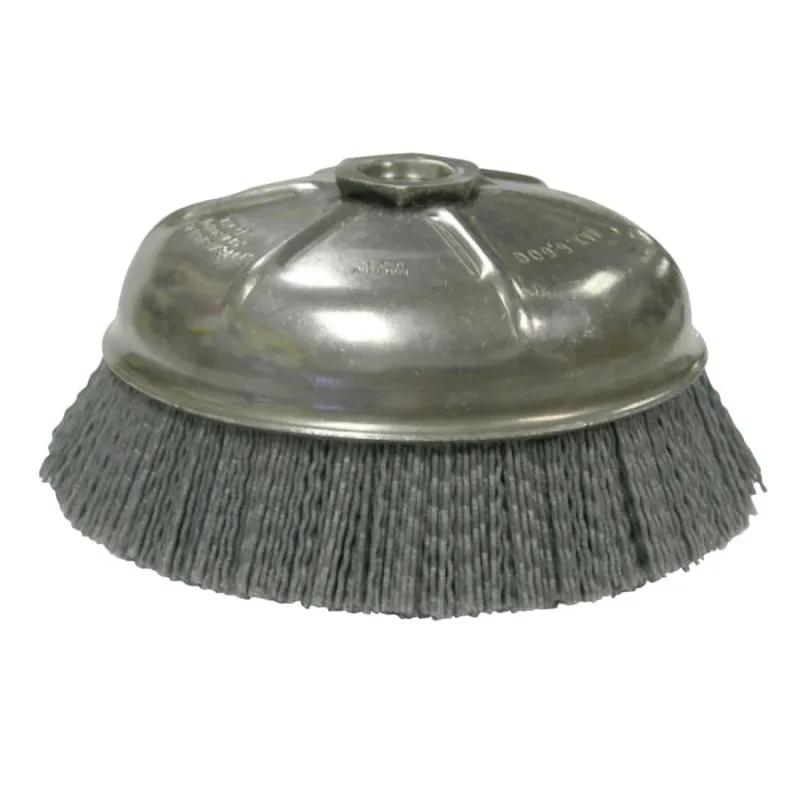6 in Nylox Cup Brush , 0.040/80SC Crimped Fill, 5/8 in-11 UNC Nut