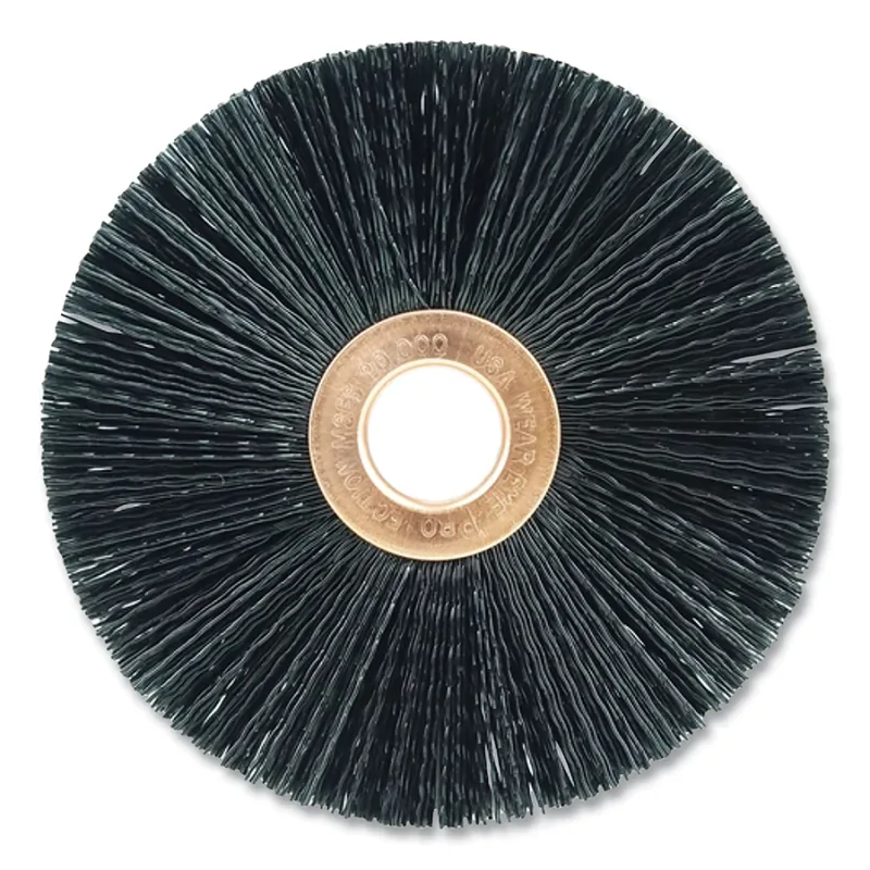 Nylon Wheel Brush, 3 in dia, 0.016 Bristle dia, 1/2 in Arbor, 20000 rpm