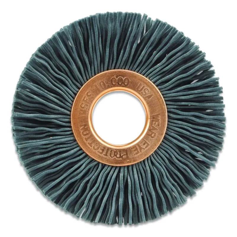 2 in Small diameter Nylox Wheel Brush, 0.022/320SC Crimped Fill, 1/2 in Arbor Hole