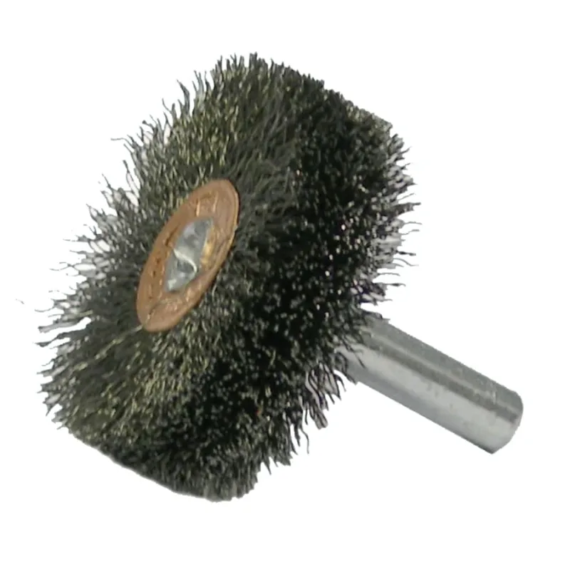 Stem-Mounted Wide Conflex Brush, 1 1/4 in D x 1/2 W, .008 Steel Wire, 20,000 rpm