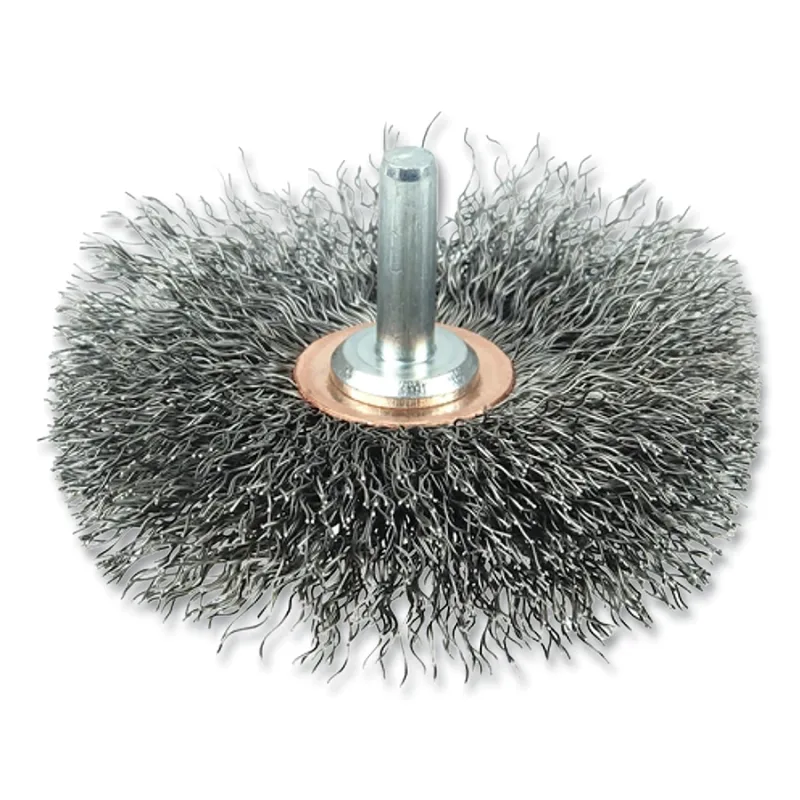 3 in Stem-Mounted Crimped Wire Wheel, 0.0118 in Steel Fill, 1/4 in Stem, Vending Ready