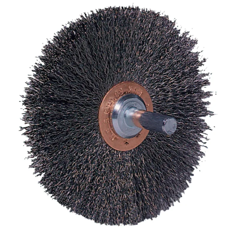 Stem-Mounted Wide Conflex Brush, 3 in D x 1 in W, .0118 Steel Wire, 20,000 rpm