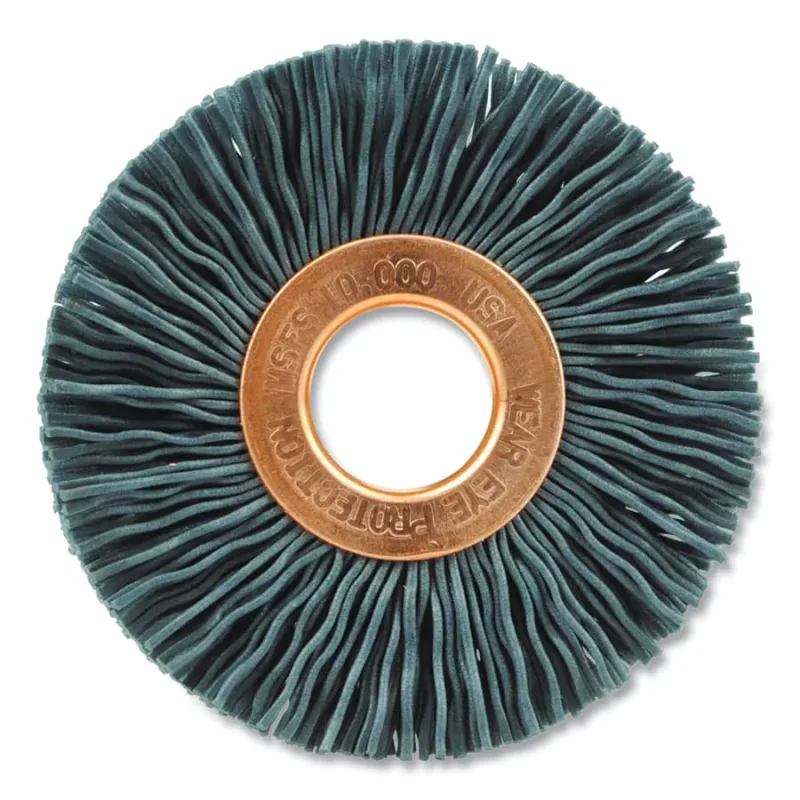 2 in Small diameter Nylox Wheel Brush, 0.040/120SC Crimped Fill, 1/2 in Arbor Hole