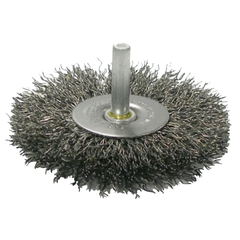 Crimped Wire Radial Wheel Brush, 4 in D, .014 in Steel Wire, 15,000 rpm