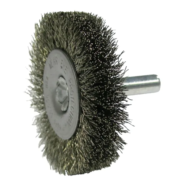 Crimped Wire Radial Wheel Brush, 2 in D, .008 Stainless Steel Wire