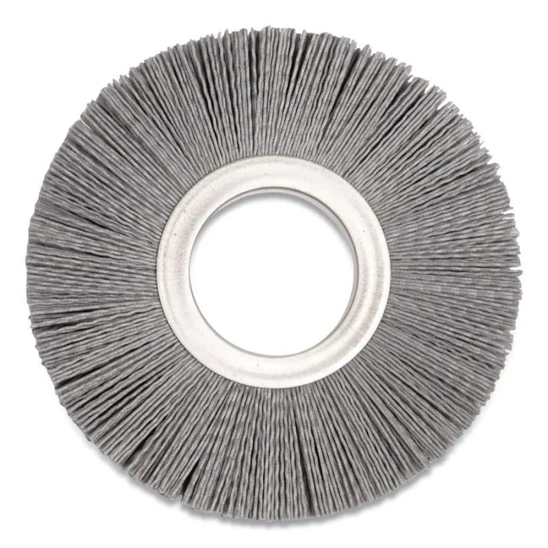 6 in Nylox Metal Hub Wheel Brush, 0.035/180SC Crimped Fill, 2 in Arbor Hole