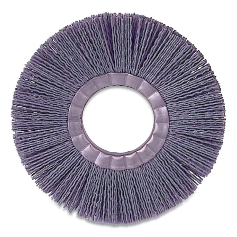 8 in Nylox Metal Hub Wheel Brush, 0.040/120SC Crimped Fill, 2 in Arbor Hole