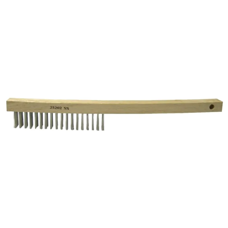 Economy Scratch Brushes, 4 X 18 Rows, Wire, Curved Hardwood Handle