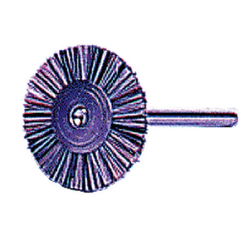 Miniature Stem-Mounted Wheel Brush, 3/4 in D, 37,000 rpm