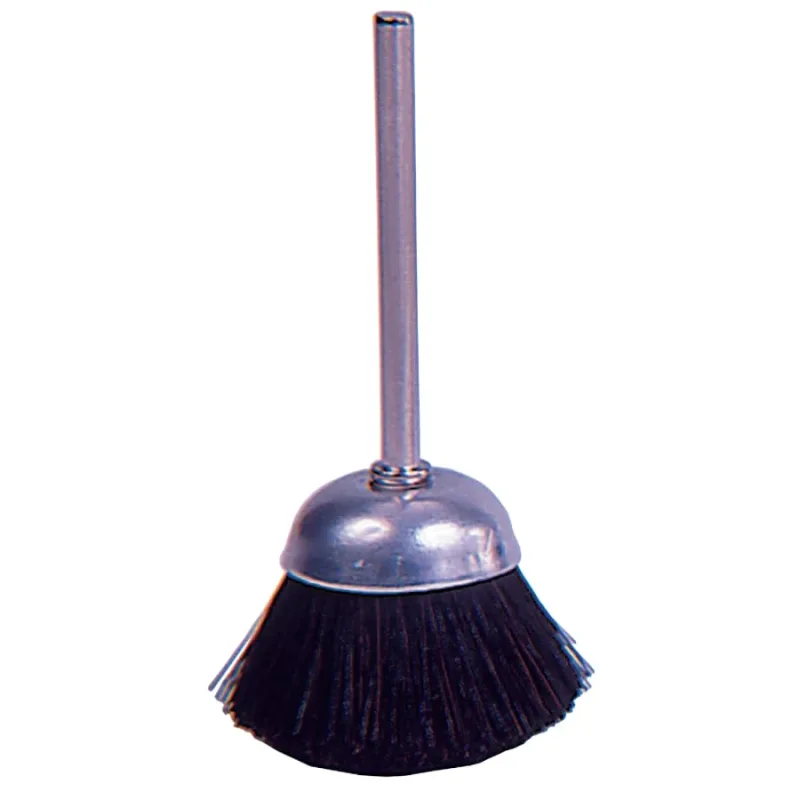 Miniature Stem-Mounted Cup Brush, 9/16 in Dia., Stiff Hair Wire