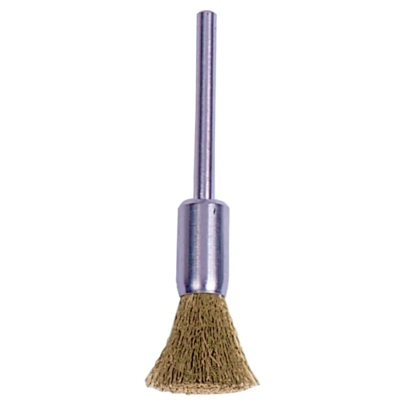 Miniature Wire End Brush, Stainless Steel, 3/16 in Brush dia, 0.003 in Bristle dia, 1-1/4 in Stem L, 37000 rpm