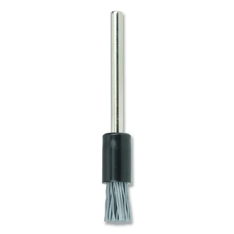 Nylox® End Brush, Miniature, Abrasive Nylon, 3/16 in Brush dia, 0.018 Bristle dia, 1-1/4 in Stem L, 37000 rpm