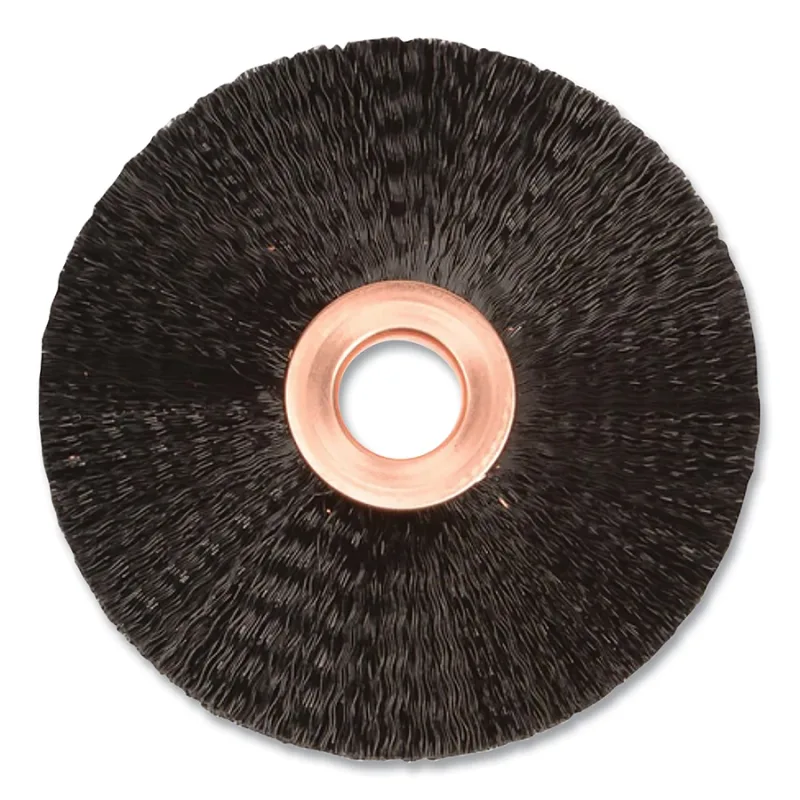 Nylon Wheel Brush, 3 in dia, 0.010 Bristle dia, 1/2 in Arbor, 20000 rpm