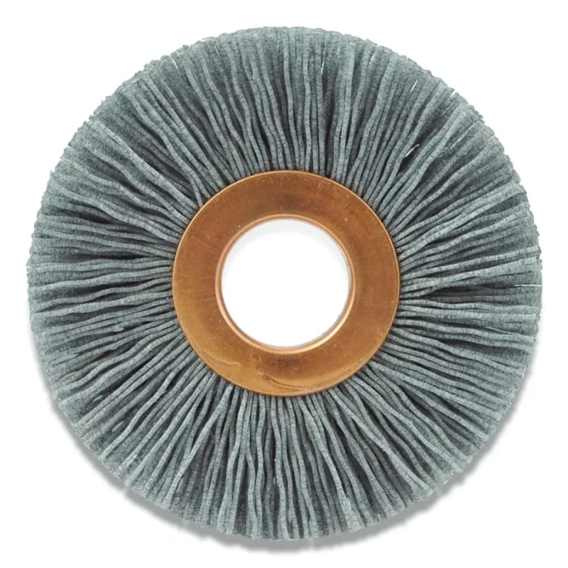 2-1/2 in Small diameter Nylox Wheel Brush, 0.022/320SC Crimped Fill, 5/8 in Arbor Hole