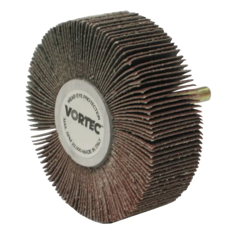 Wolverine® Mounted Flap Wheel, Unthreaded, 1/4 in dia Stem x 3 in dia x 1 in W, 60 Grit, 23000 RPM