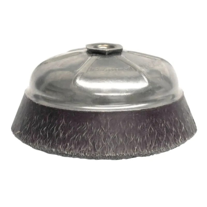 Polyflex® Crimped Wire Cup Brush, 4 in Dia., 5/8-11 UNC Arbor, .02 in Steel