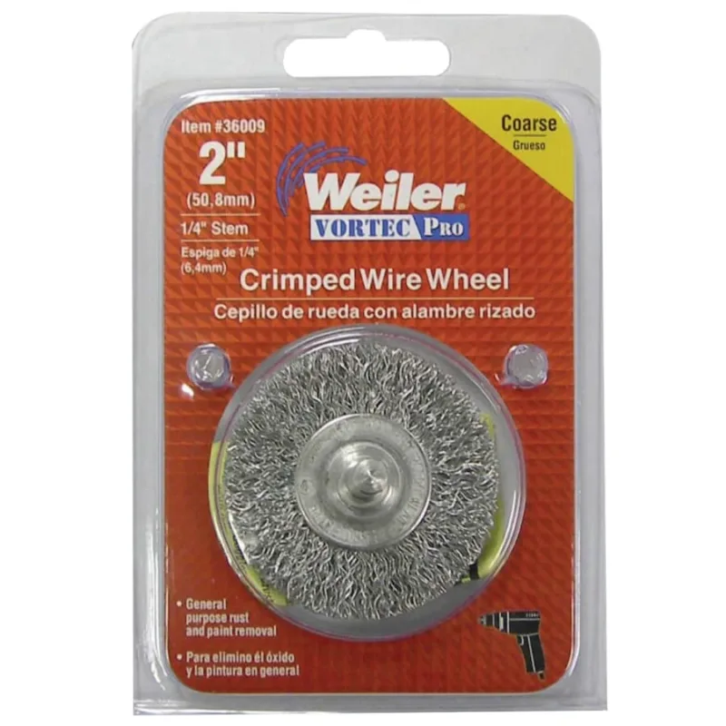 Vortec Pro® Stem Mounted Crimped Wire Wheel, 2 in D, .014 Steel, Retail Pack