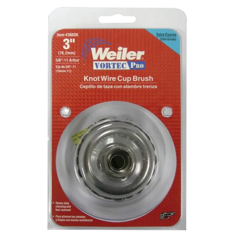Vortec Pro® Knot Wire Cup Brush, 3 in Dia., 5/8-11, .02 Stainless, Display Pack