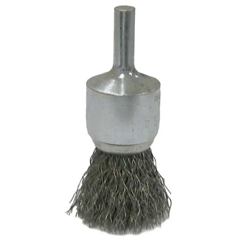 Vortec Pro Stem Mounted Crimped Wire End Brushes, 22000 rpm, 3/4 in x 0.0104 in