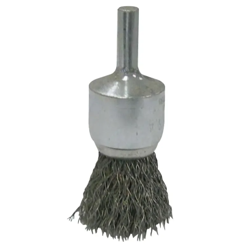 Vortec Pro Stem Mtd Crimped Wire End Brushes, 1 in Dia, .014 Wire