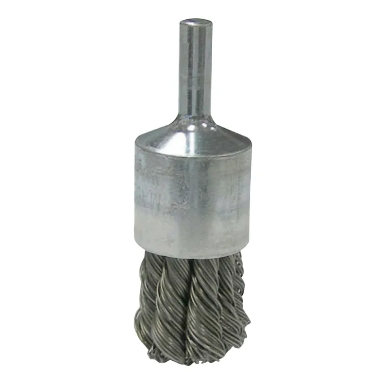 Vortec Pro Stem Mtd Knot Wire End Brushes, Carbon, 3/4 in Dia, .02 Wire