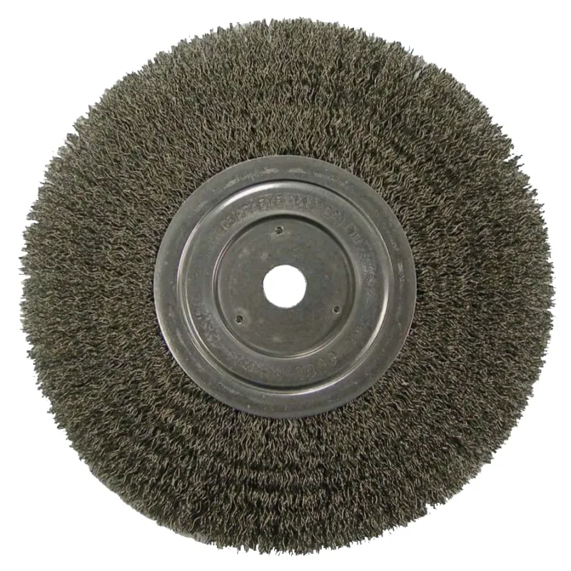 Wolverine Crimped Wire Wheel, 8 in dia, Wide, .014 in, Carbon Steel, 6,000 RPM