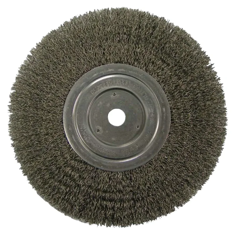 Wolverine Crimped Wire Wheel, 6 in dia, Wide, .014 in, Carbon Steel, 4,000 RPM