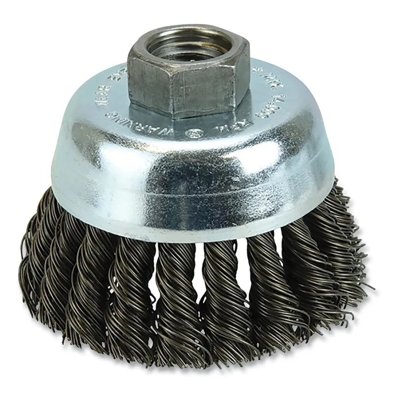 Vortec Pro® Knot Wire Cup Brush, 3 in Dia., 5/8-11 Arbor, .02 in Carbon Steel Wire