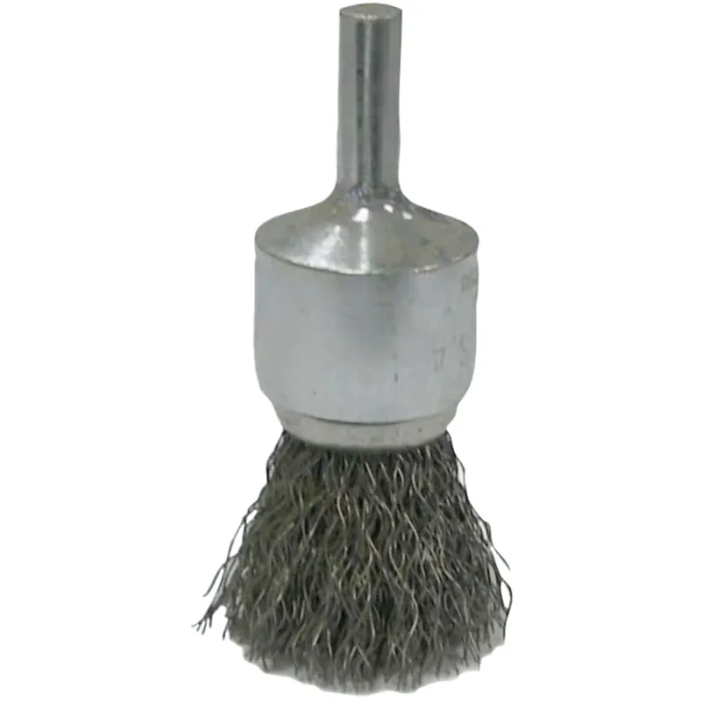 Vortec Pro Stem Mtd Crimped Wire End Brushes, Carbon, 3/4 in Dia, .014 Wire