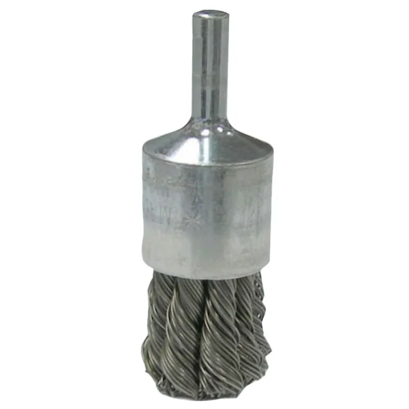 Vortec Pro Stem Mtd Knot Wire End Brushes, Carbon, 3/4 in Dia, .02, Wire