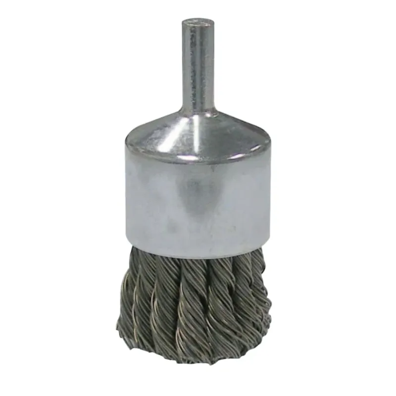 Vortec Pro Stem Mtd Knot Wire End Brushes, Carbon Steel, 1 in Dia, .02 Wire