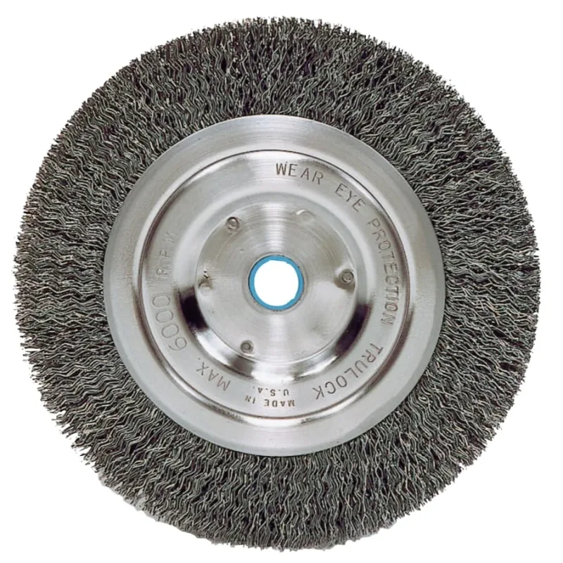 Wolverine Crimped Wire Wheel, 4 in dia, Narrow, .014 in, Carbon Steel, 6,000 RPM