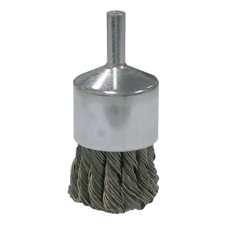 Vortec Pro Stem Mtd Knot Wire End Brushes, Carbon Steel, 1 in Dia, .014 Wire
