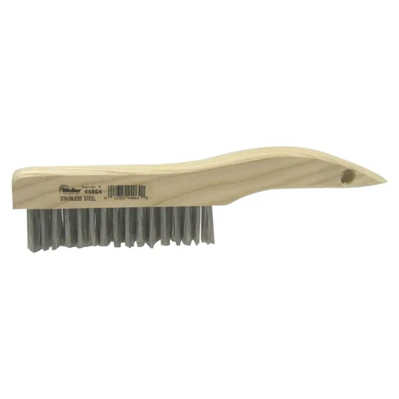 Shoe Handle Scratch Brush, 10 in L, 4 x 16 Rows, Stainless Steel Wire, Wood Handle