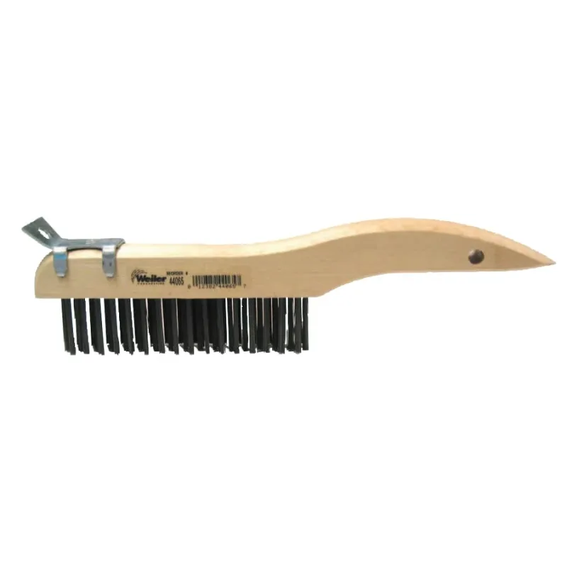 Shoe Handle Scratch Brush, 10 in, 4 x 16 Rows, Steel Wire Bristle, Wood Handle