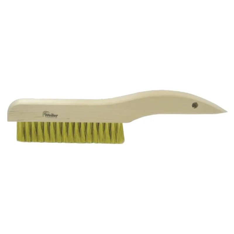 Plater's Brushes, 13 in L, 3 X 19 Rows, Brass Wire, Curved Wood Handle