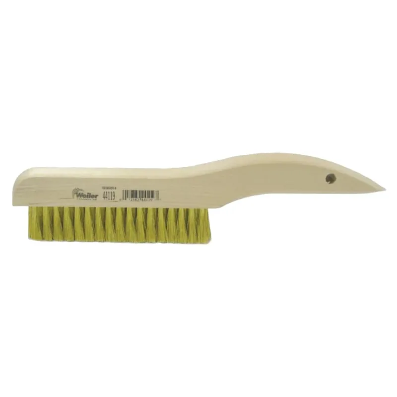 Plater's Brushes, 10 in L, 4 X 18 Rows, Brass Wire, Curved Wood Handle