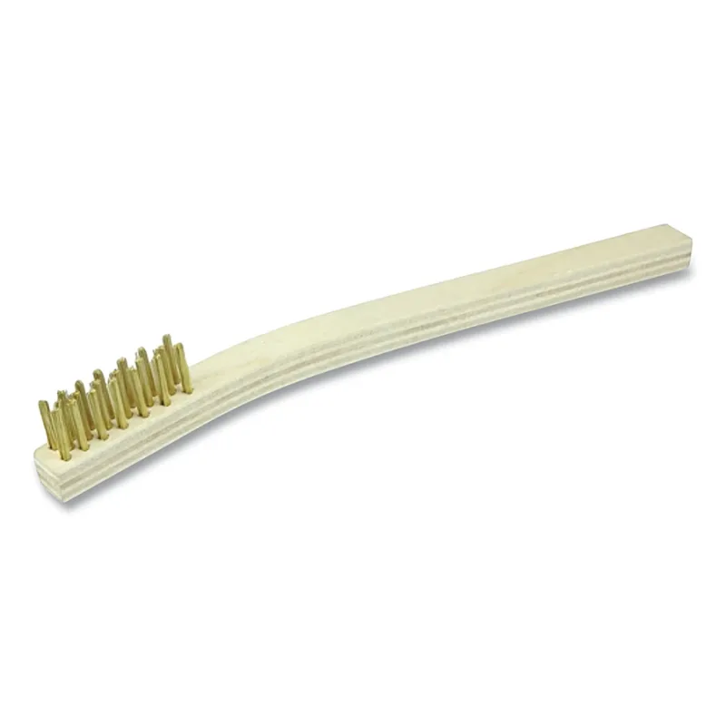 Small Handle Wire Scratch Brush, Brass Fill, Wood Block, 3 x 7 Rows, Vending Ready