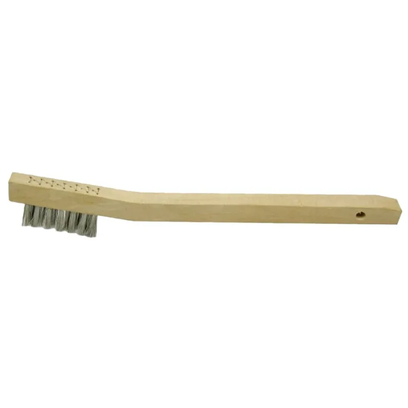 Small Hand Scratch Brush, 7-3/4 in, 3 X 7 Rows, Stainless Steel Bristle, Wood Handle