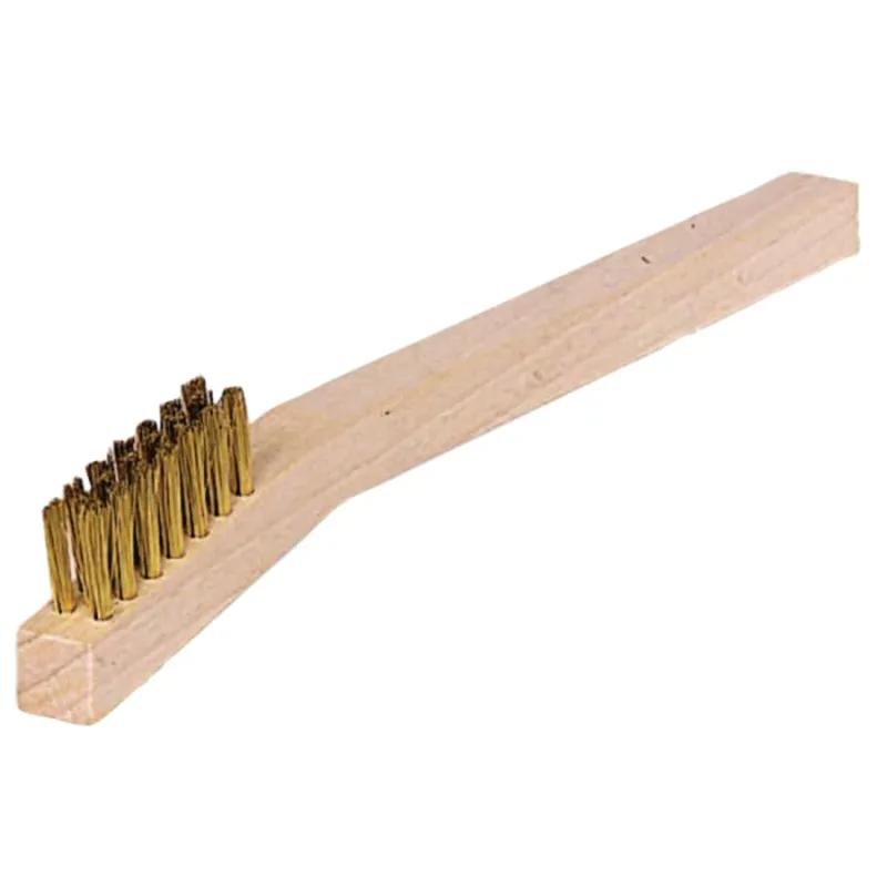 Small Hand Scratch Brushes, 7 1/2 in, Straight Brass Wire, Wood Handle